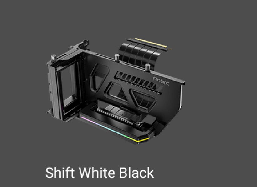 Antec RGB Adjustable Shift PCI Vertical GPU Bracket PCI-E 4.0 Riser Cable Black (190mm) for 4090  7900 XTX Cards. E-ATX, ATX, Case. 4 PCI required-0