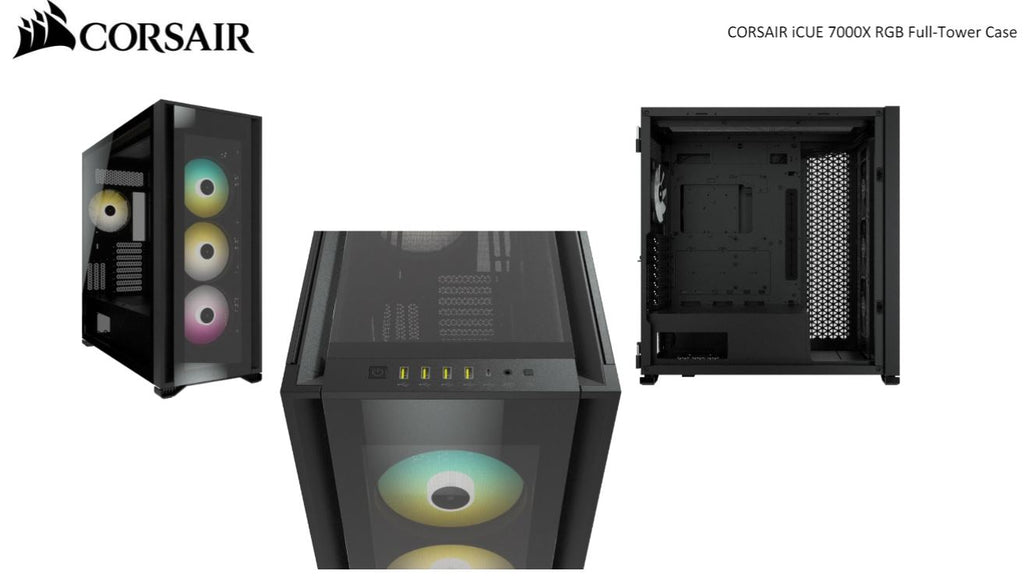 Corsair Obsidian 7000x RGB TG Tower Case, Mini-ITX, M-ATX, ATX, E-ATX, 3x 140 RGB PWM Fan,USB 3.1 Type C, 10x 2.5", 6x 3.5" HDD. Black-0