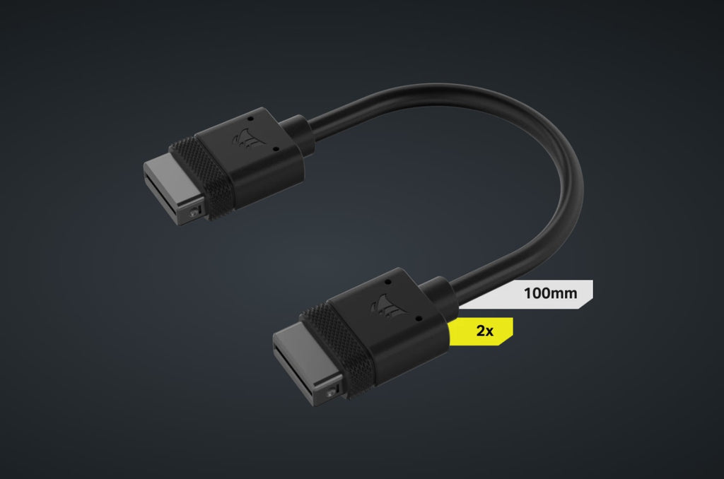 Corsair  iCUE LINK Cable - 2x 100mm, Dual Cable pack Black Stright connectors-0