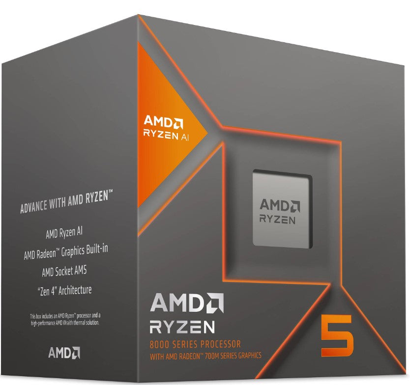 AMD Ryzen 5 8600G 6Cores/12Threads, 65 watts, Max Freq 5.050Ghz, 24MB Cache, Wraith Stealth  Cooler, Radeon™ Graphics-0
