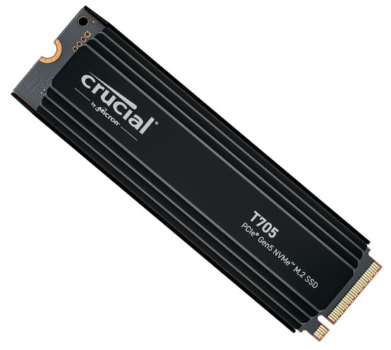 Crucial T705 1TB Gen5 NVMe SSD Heatsink - 13600/10200 MB/s R/W 600TBW 1400K IOPs 1.5M hrs MTTF DirectStorage for Intel 14th Gen  AMD Ryzen 7000-0