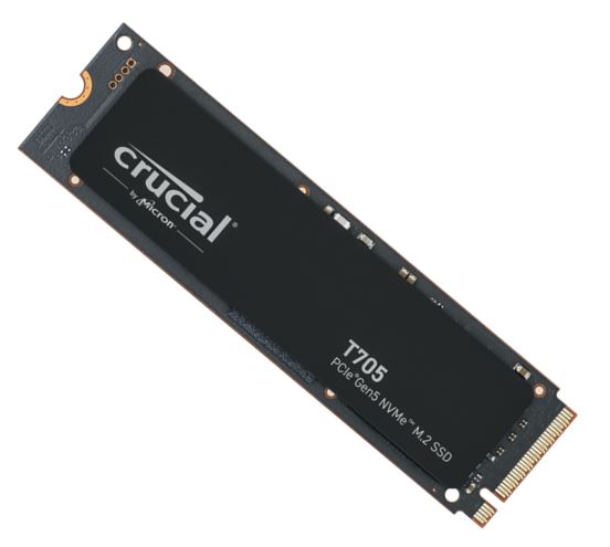 Crucial T705 1TB Gen5 NVMe SSD - 13600/10200 MB/s R/W 600TBW 1400K IOPs 1.5M hrs MTTF DirectStorage for Intel 14th Gen  AMD Ryzen 7000-0
