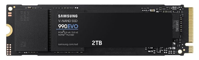Samsung 990 EVO 2TB PCIe Gen4/5 NVMe SSD 5000MB/s 4200MB/s R/W 700K/800K IOPS 1200TBW 1.5M hrs V-NAND TLC AES 256-bit Encryption 5yr wty-0