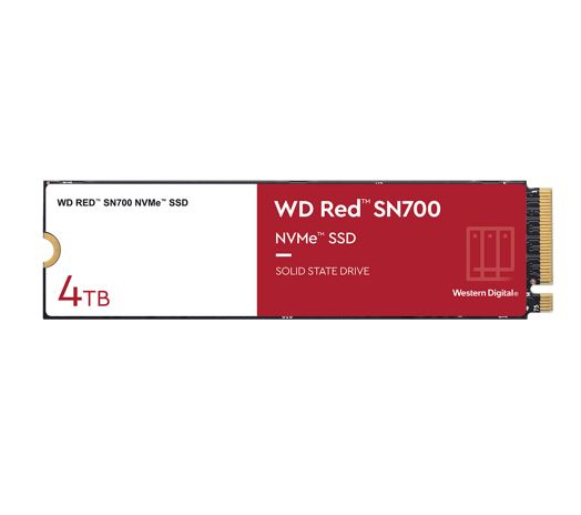 Western Digital WD Red SN700 4TB NVMe NAS SSD 3400MB/s 3100MB/s R/W 5100TBW 550K/520K IOPS M.2 Gen3x4 1.75M hrs MTBF 5yrs wty-0