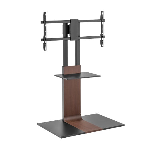 Brateck Heavy-Duty Modern TV Floor Stand With Equipment Shelf For most 45"-90“ TVs( Walnut colour) (LS)-0