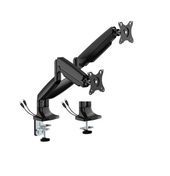 BrateckLDT82-C024UCE SCREEN HEAVY-DUTY MECHANICAL SPRING MONITOR ARM WITH USB PORTS For most 17"~45" Monitors, Matte Black(New)-0