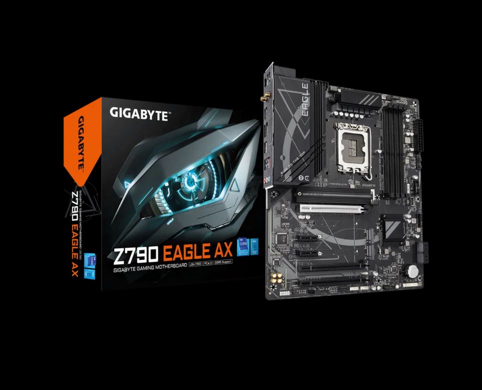 Gigabyte Z790 EAGLE AX Intel LGA 1700 ATX Motherboard, 4x DDR5 ~192GB, 3x PCI-E x16, 3x M.2, 4x SATA,  5x USB 3.2, 1x USB-C, 2x USB 2.0-0