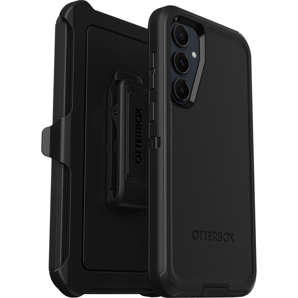 OtterBox Defender Samsung Galaxy A55 5G (6.6") Case Black - (77-95430), DROP+ 4X Military Standard, Multi-Layer,Included Holster, Raised Edges,Rugged-0