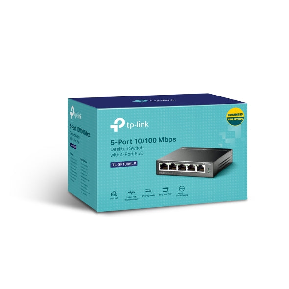 TP-Link TL-SF1005LP 5-Port 10/100Mbps Desktop Switch with 4-Port PoE 41W IEEE 802.3af compliant 1Gbps Switching-0
