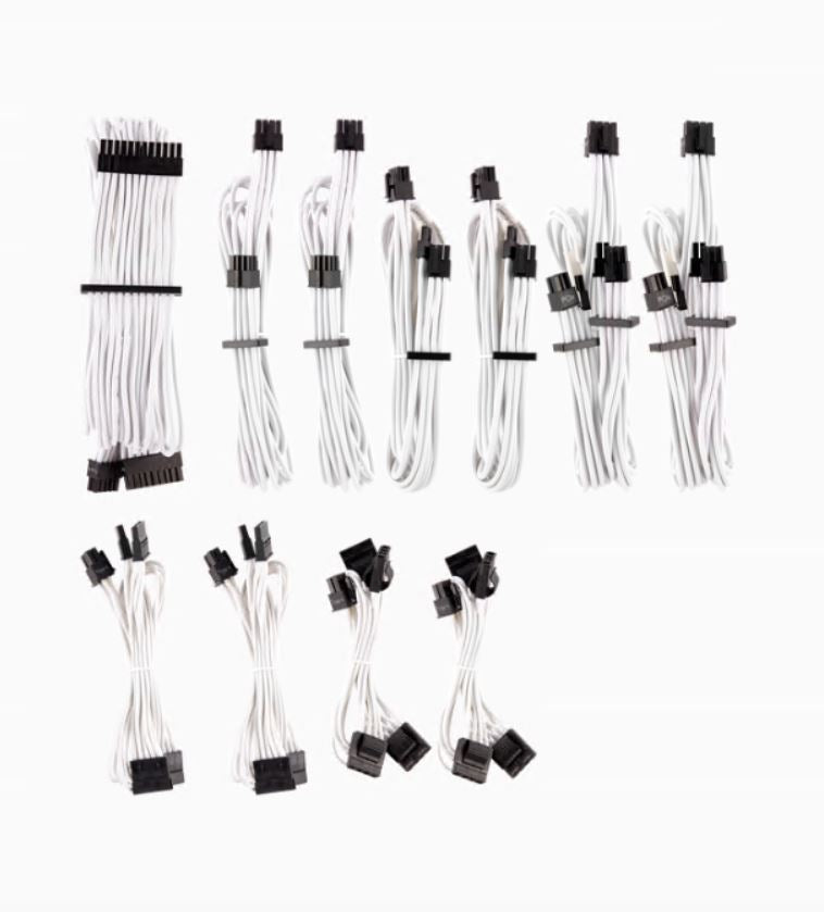 For Corsair PSU - WHITE Premium Individually Sleeved DC Cable Pro Kit, Type 4 (Generation 4)-0
