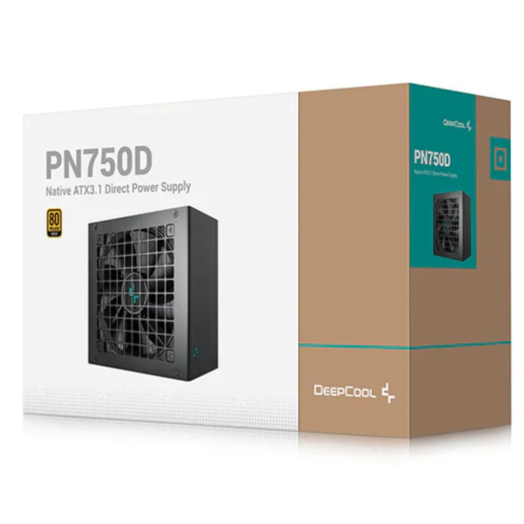 DeepCool PN750D 750W 80+ Gold Certified Non-Modular ATX Power Supply (Direct Cable) 120mm Fan, Japanese Capacitors,  DC to DC, ATX12V V3.1, 100,000 MT-0