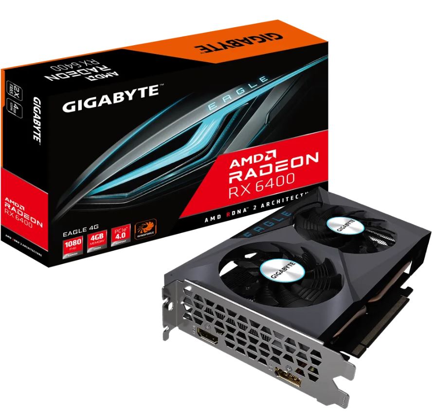 Gigabyte AMD Radeon RX 6400 EAGLE 4G Video Card GDDR6,PCI-E 4.0,DisplayPort 1.4 x1 HDMI 2.1 x1-0