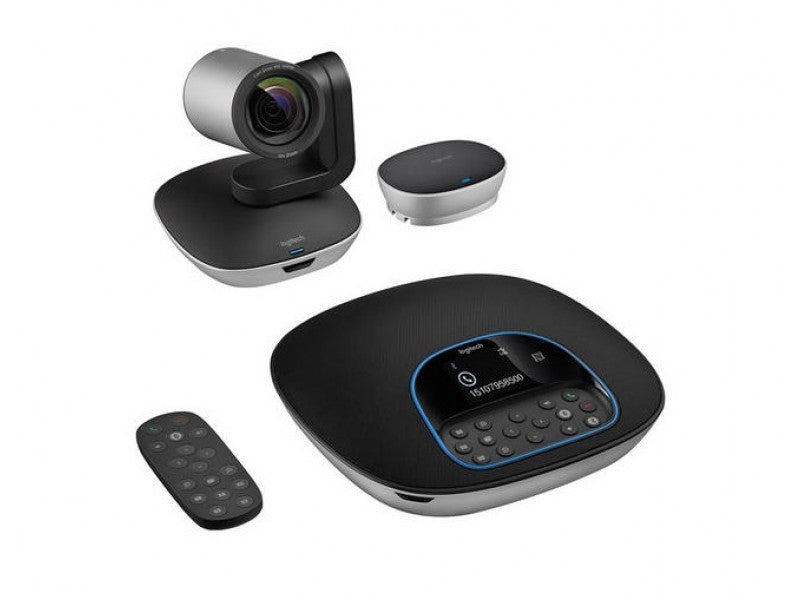 Logitech Group- Conference Cam Group HD Video Conferencing Webcam for Med-Large Meeting Rooms 1080p Pan Tilt Zoom Camera  Speakerphone BT NFC-0