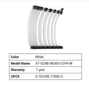 Antec CIP4 Cable Kit White - 6 Pack, 24ATX, 4+4 EPS, 16AWG Thicker, High Performance 300mm long Length. Premium Sleeved  Universal-0