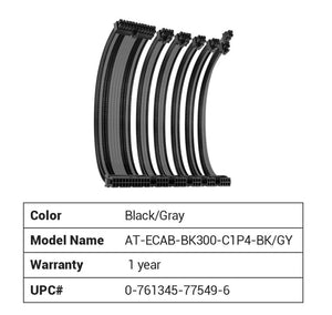 Antec CIP4 Cable Kit Black Grey - 6 Pack, 24ATX, 4+4 EPS, 16AWG Thicker, High Performance 300mm long Length. Premium Sleeved  Universal-0