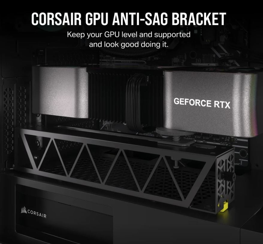 Corsair GPU Anti-Sag Bracket - Black + Compatible with LC100 Lighting Kit-0