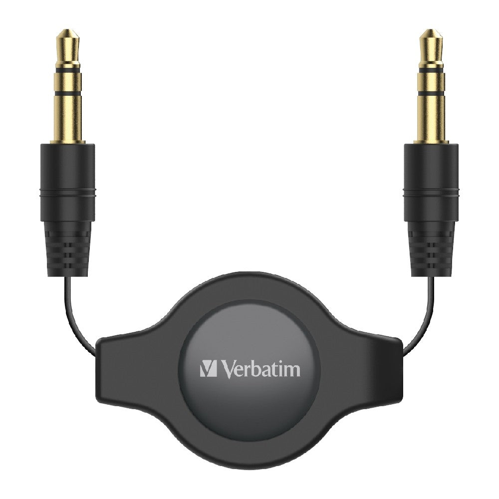 (LS) Verbatim 3.5mm Aux Audio Cable Retractable 75cm - Black *Clearance*-0