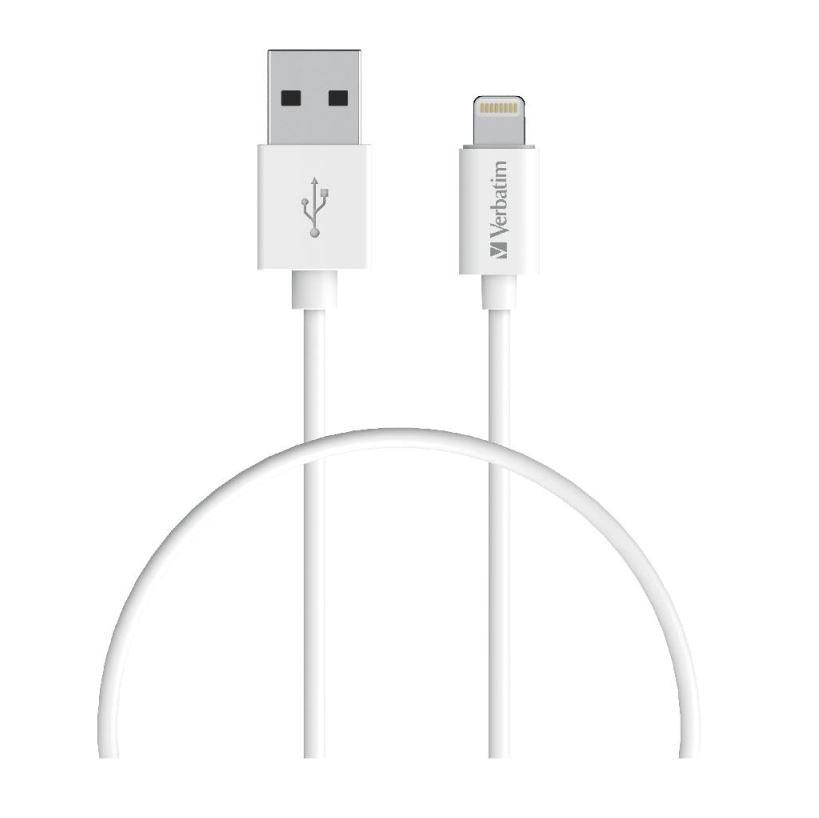 (LS) Verbatim Charge  Sync Lightning Cable 1m - White--Lightning to USB A-0
