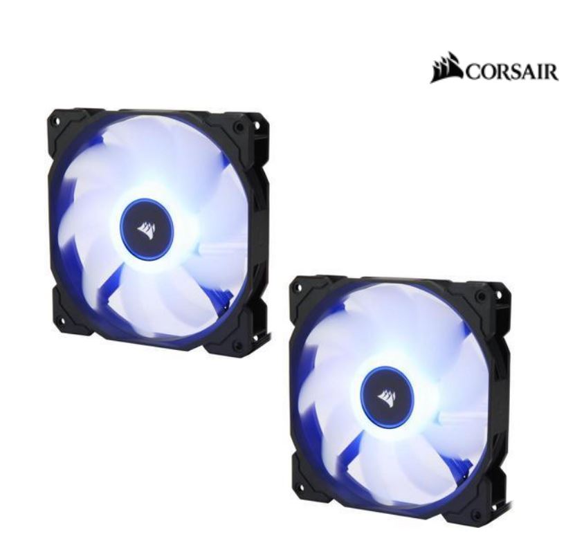 Corsair Air Flow 140mm Fan Low Noise Edition / Blue LED 3 PIN - Hydraulic Bearing, 1.43mm H2O. Superior cooling performance. TWIN Pack! (LS)-0