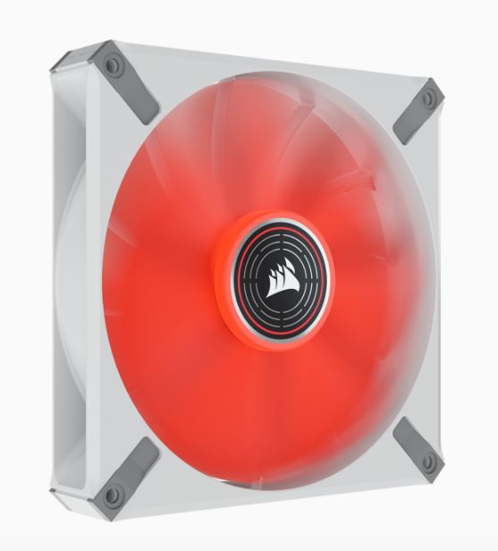 Corsair ML ELITE Series, ML140 LED ELITE WHITE, 140mm Magnetic Levitation Red LED Fan with AirGuide, Single Pack-0
