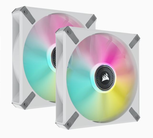 Corsair ML ELITE Series, ML140 RGB ELITE WHITE, 140mm Magnetic Levitation RGB Fan with AirGuide, Dual Pack with Lighting Node CORE (LS)-0