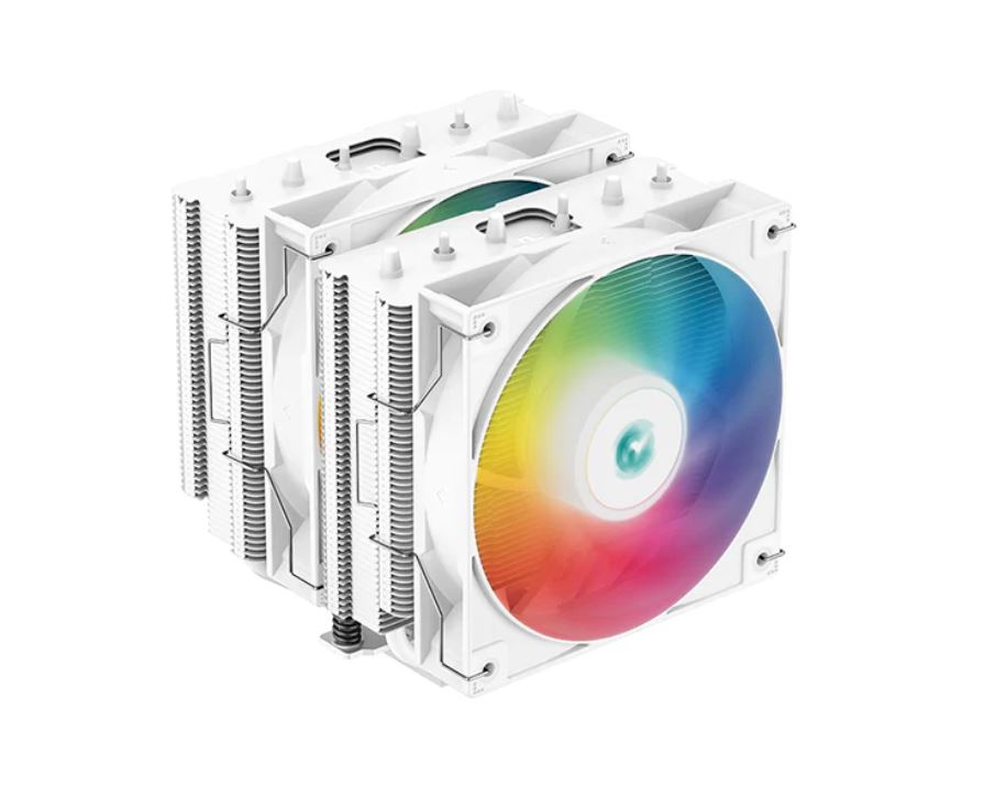 DeepCool AG620 ARGB WHITE Dual-Tower CPU Cooler, 2x 120mm Fan, 6 Copper Heat Pipes, Intel LGA2066/2011-v3/2011/1700/1200/1151/1150/1155 AMD AM5/AM4-0