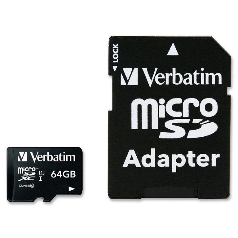 Verbatim 64GB Micro SDXC Card Class 10 UHS-I With Adaptor Up to 45MB/Sec 300X read speed(LS)-0