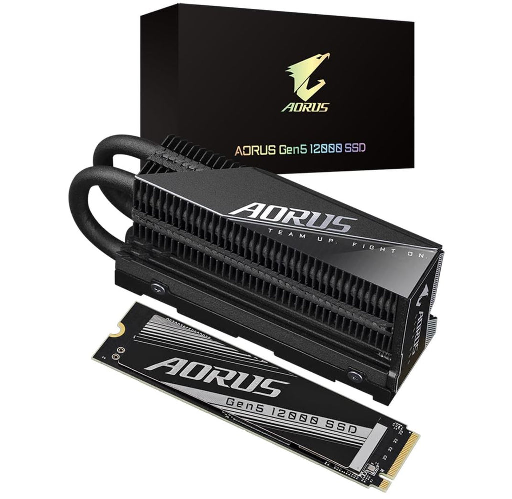 Gigabyte AORUS Gen5 12000 SSD 1TB,  PCIe 5.0x4, NVMe 2.0 Interface, Sequential Read Speed : up to 11,700 MB/s, Sequential Write speed up to 9,500 MB/s-0