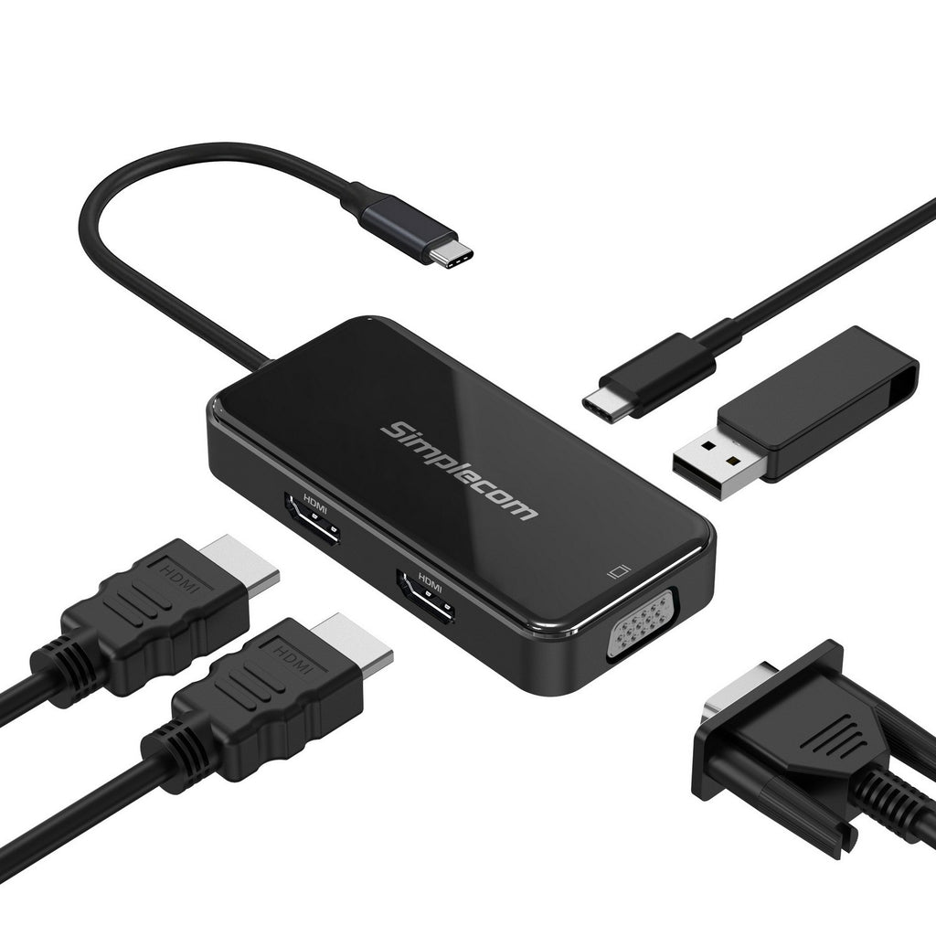 Simplecom DA451 5-in-1 USB-C Multiport Adapter MST Hub with VGA and Dual HDMI-0