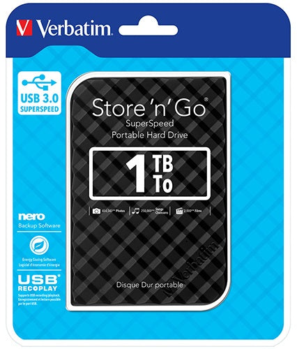 Verbatim 1TB 2.5" USB 3.0 Black Store'n'Go HDD Grid Design-0