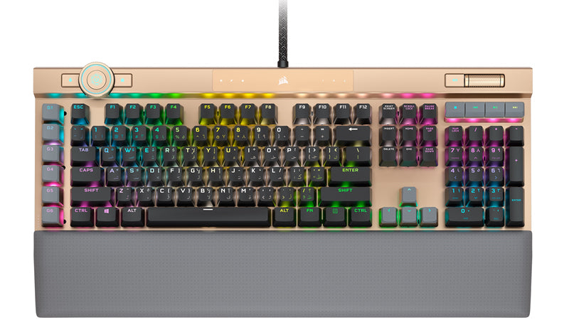 Corsair K100 RGB, Optical Switch, AXON 44-Zone RGB, PBT Double-Shot Keycaps, Gold,  Mechanical Gaming Keyboard (LS)-0