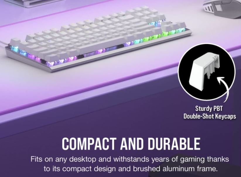 Corsair K60 PRO TKL RGB Tenkeyless Optical-Mechanical Gaming Keyboard- White-0