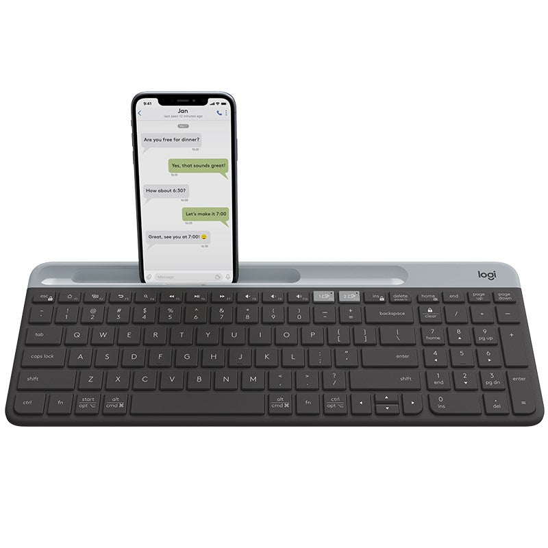 Logitech K580 Unifying Slim Easy Switch Multi-Device Wireless Keyboard - 18 months Battery Life,  Mac/iOS/Andriod/Windows, Bluetooth + USB - Graphite-0