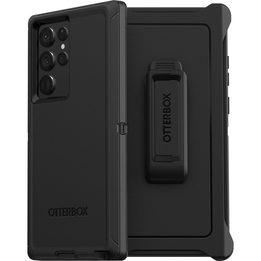 OtterBox Defender Samsung Galaxy S22 5G (6.1") Case Black - (77-86358), DROP+ 4X Military Standard, Multi-Layer, Included Holster, Raised Edges,Rugged-0