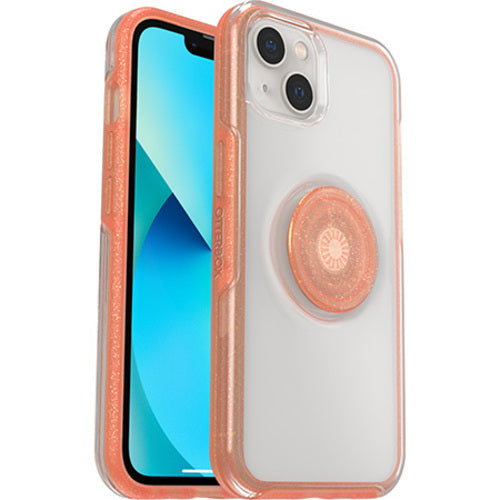 OtterBox Otter + Pop Symmetry Clear Apple iPhone 13 Case Melondramatic (Clear/Orange) - (77-85392), Antimicrobial, DROP+ 3X Military Standard-0
