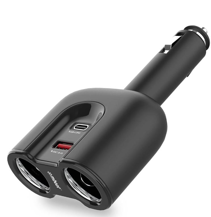 (LS) mbeat® Gorilla Power Dual Port USB-C PD  QC3.0 Car Charger with Cigar Lighter Splitter-0