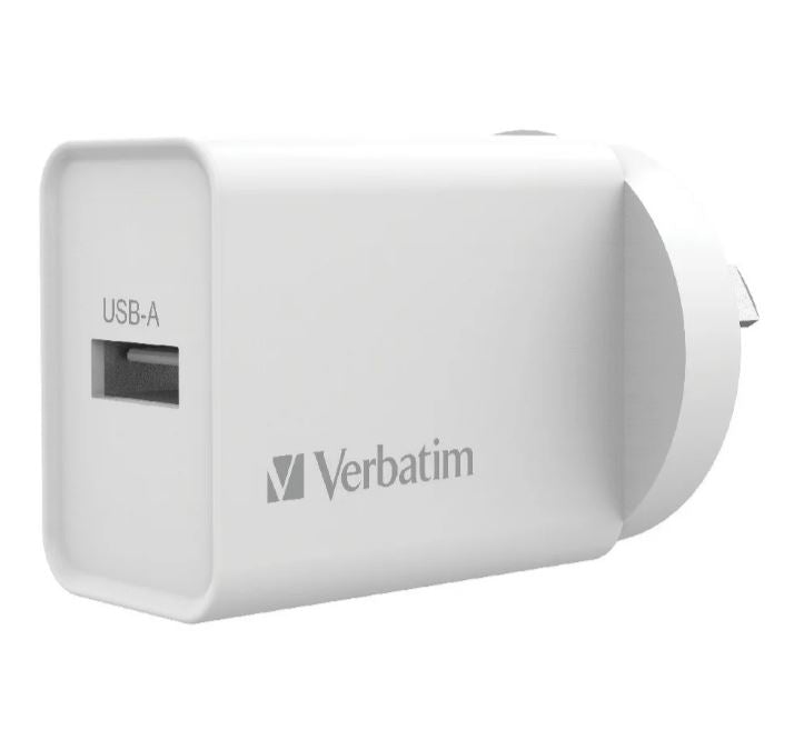 Verbatim USB Charger Single Port 2.4A - White Single Port Wall Charger-0