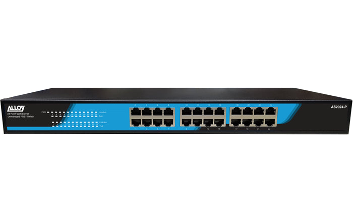 Alloy AS2024-P  24 Port Unmanaged Fast Ethernet 802.3at PoE Switch, 250 Watts-0