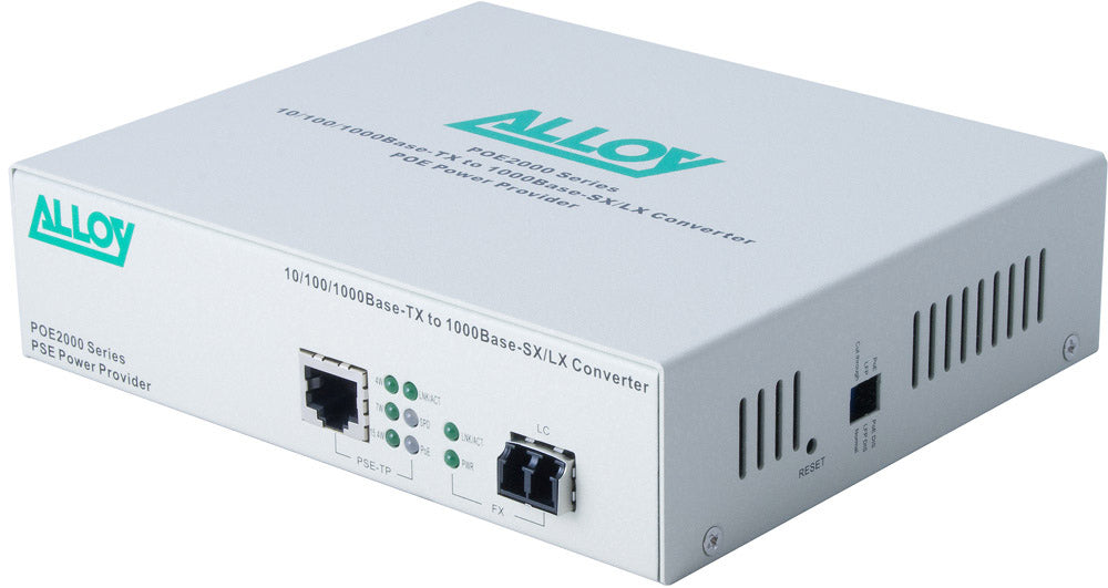 Alloy POE2000LC.10 10/100/1000Base-T PoE RJ-45 to 1000Base-LX SingleMode (LC). Wavelength_ 1310nm. Max. range 10Km (EOL)-0