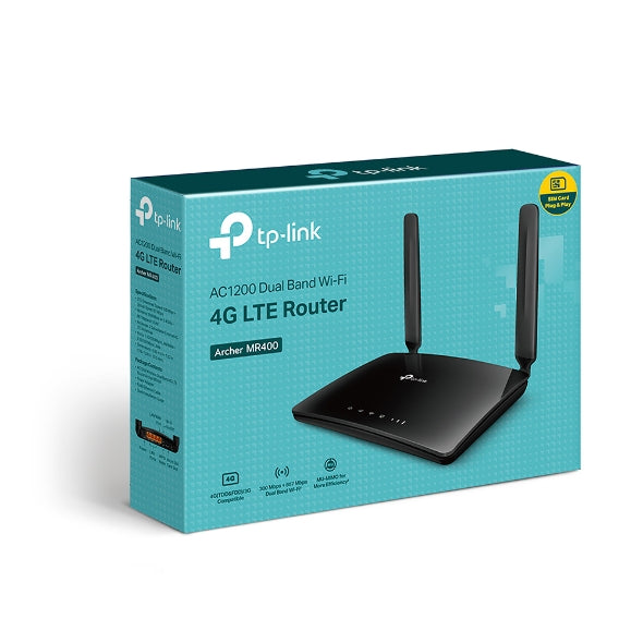TP-Link Archer MR400 AC1200 APAC Version 150Mbps Wireless Dual Band Router 4G LTE Router 300Mbps/867Mbps 3x100Mbps LAN, B5/B28 T1 Carrier Compatible-0