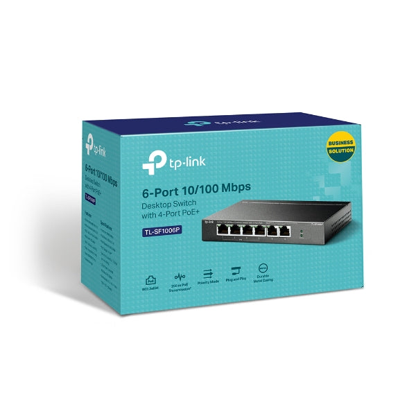 TP-Link TL-SF1006P 6-Port 10/100Mbps Desktop Switch with 4-Port PoE+, Up To 67W For all PoE Ports, Up To 30W Each PoE Port-0