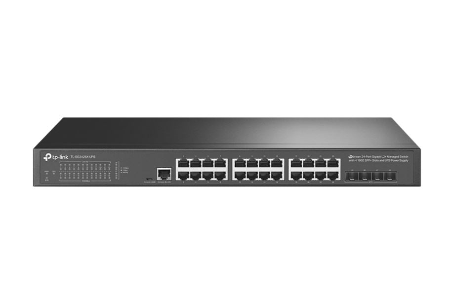 TP-Link TL-SG3428X-UPS JetStream 24-Port Gigabit L2+ Managed Switch with 4 10GE SFP+ Slots and UPS Power Supply (Project Only)-0
