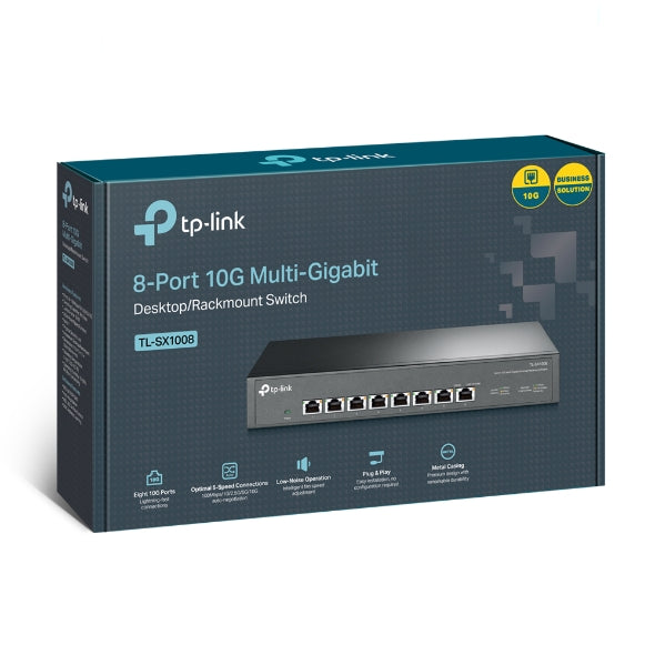 TP-Link TL-SX1008 8-Port 10G Desktop/Rackmount Switch, 160Gbps, Intelligent Fan Noise adjustment, Metal Casing, Plug and Play-0
