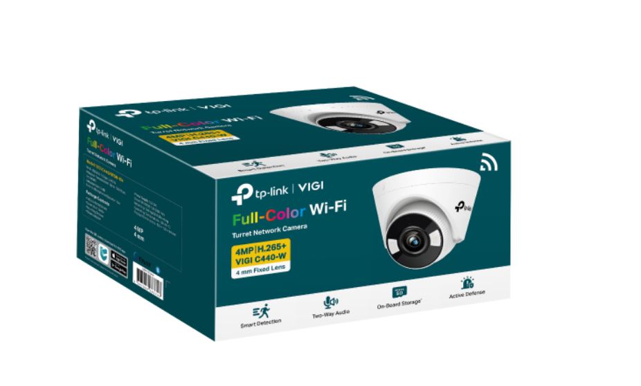 TP-Link VIGI 4MP C440-W(4mm) Full-Colour Wi-Fi Turret Network Camera,4mm Lens, Smart Detection, 3YW (LD)-0