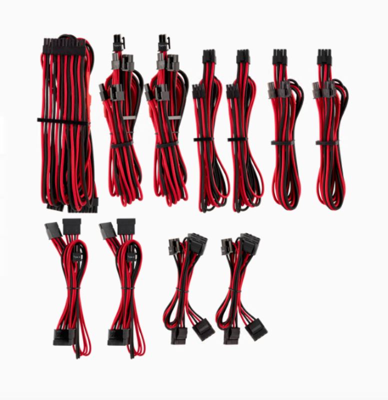 For Corsair PSU - RED/BLACK Premium Individually Sleeved DC Cable Pro Kit, Type 4 (Generation 4)-0