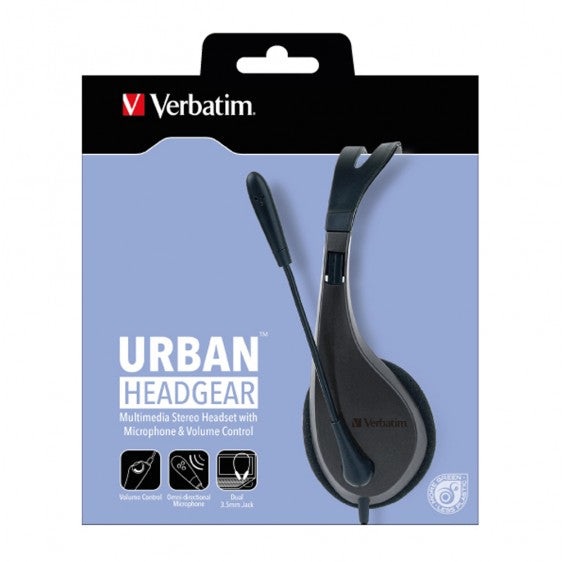 Verbatim Multimedia Headset with Microphone - Headphones Wide Frequency Stereo, 40mm Drivers, Comfortable Ergonomic Fit, Adjustable-0
