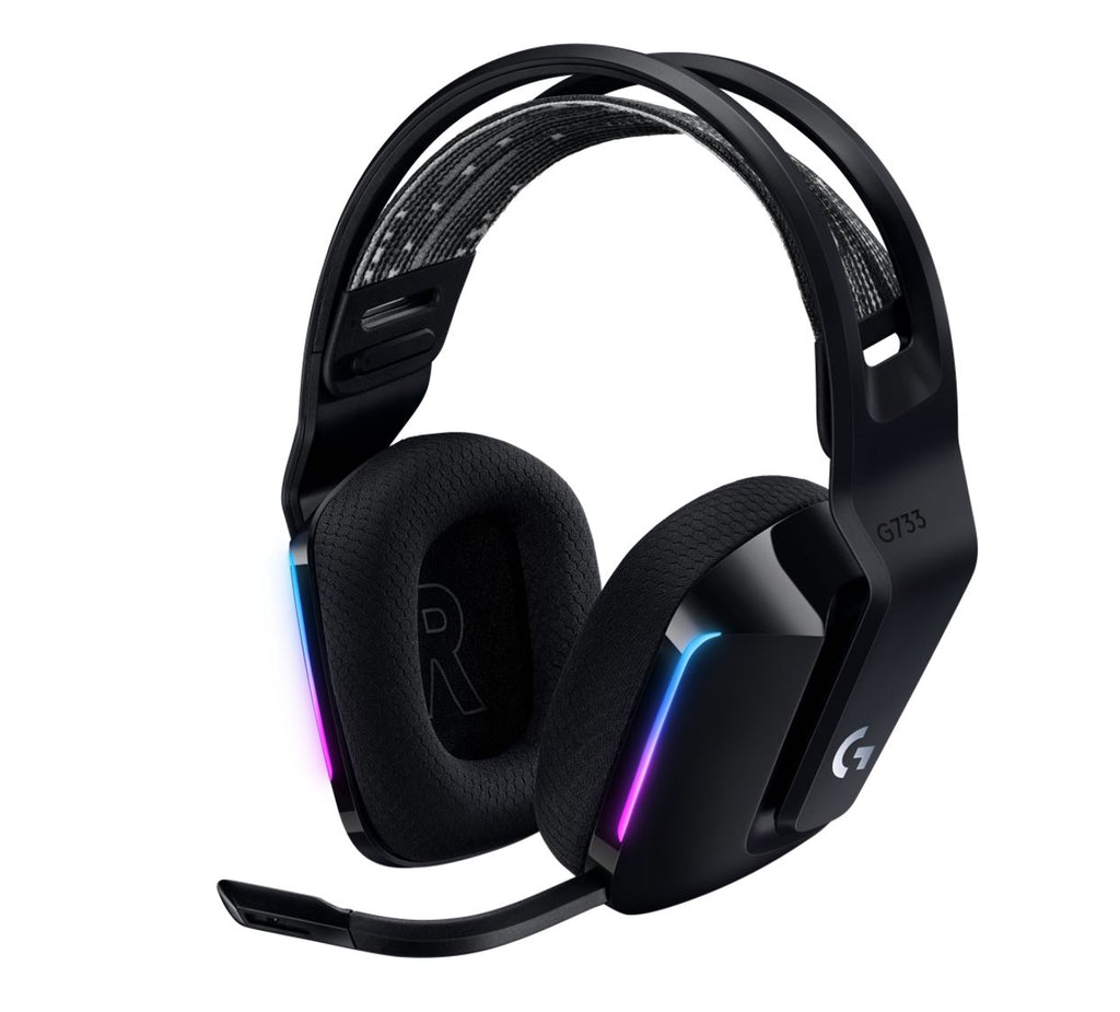 Logitech G733 Lightspeed Wireless RGB Gaming Headset Black USB Headphones Frequency Response_ 20 Hz - Detchable Cardioid Unidirectional Microphone-0