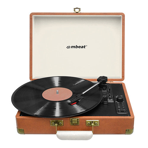 mbeat® Woodstock Retro Turntable Recorder with Bluetooth  USB Direct Recording - Built-in Dual Speakers, Aux-in-out, Bluetooth Speaker Function-0