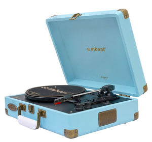 mbeat®  Woodstock 2 Sky Blue Retro Turntable Player with BT Receiver  Transmitter-0