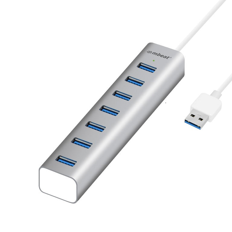 mbeat® 7-Port USB 3.0 Powered Hub - USB 2.0/1.1/Aluminium Slim Design Hub with Fast Data Speeds (5Gbps) Power Delivery for PC and MAC devices-0